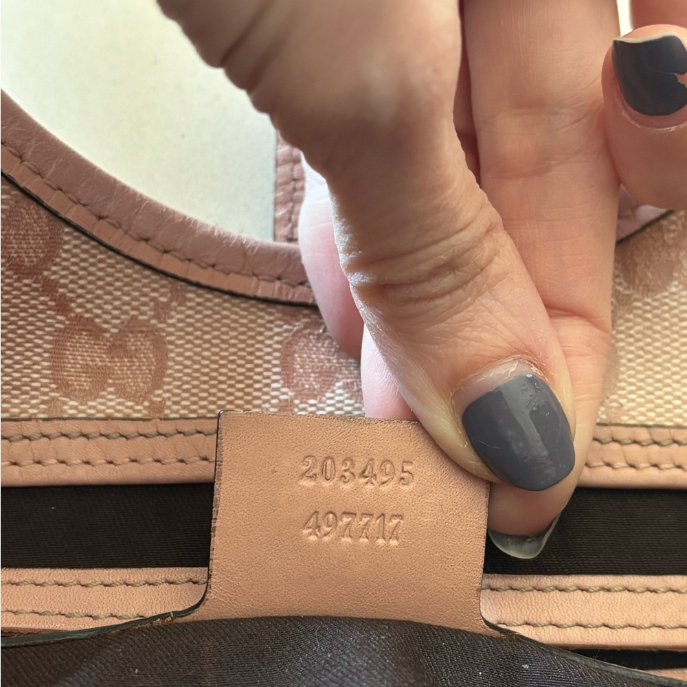 Gucci Jackie Beige/Pink GG Coated Canvas Shoulder Bag with Pink Leather Trim - Picture 7 of 15